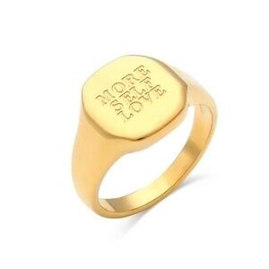18K Gold Plated Stainless Steel Signet Ring More Self Love Statement Size 6‎